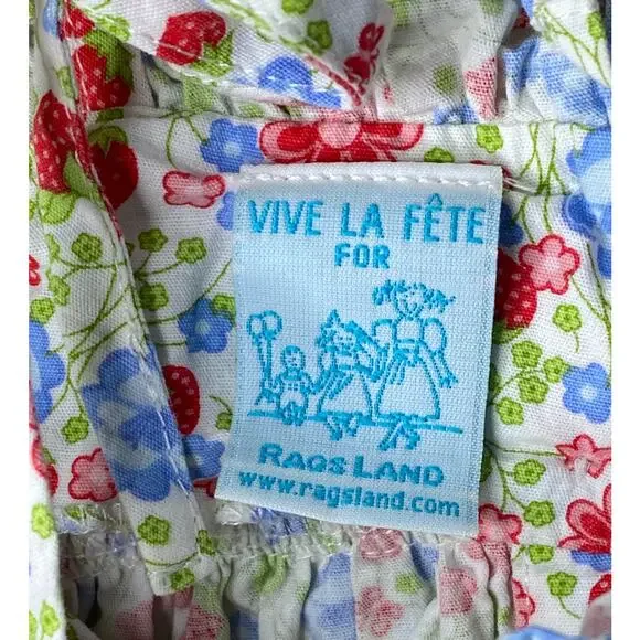 Vive La Fete Girls 6 Mo Strawberry Floral Smocked Shoulder Tie Bubble Romper - Picture 4 of 5